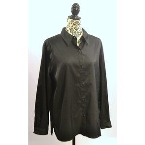 tommy By TOMMY HILFIGER Women's Shiney Black Button Front Blouse / Shirt SIZE 11